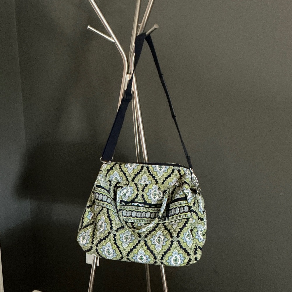 Vera Bradley Green and Blue Patterned Travel Bag With Shoulder Strap